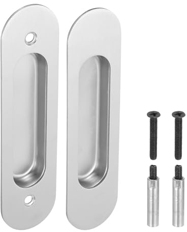 PATIKIL Tiradores Empotrados para Puertas Correderas de Bolsillo Rectangulares de 6, Tiradores Empotrados para Puertas Correderas de Armario Con Tornillos/Tornillos de Manga, Plata