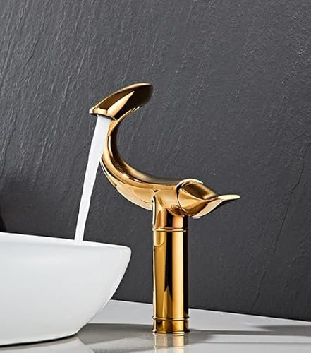 Countertop Basin hot and Cold Water Faucet, Bathroom Toilet, Washstand, hot and Cold Water Faucet, Titanium Gold high