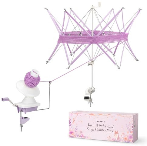 INMAKER Wollwickler mit Wollhaspel, Violett Garnwickler für Häkeln, Helfer für Strickbegeisterte