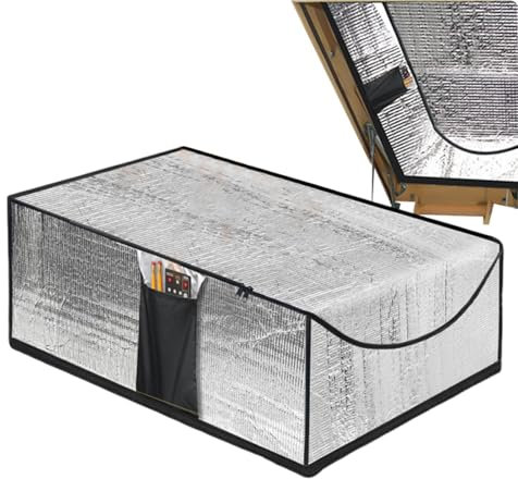 Attic Door Insulation Cover, 138x65x28cm Attic Ladder Insulation Cover, Extra Thick Double Bubble Attic Stairs Insulation Cover, Attic Stairway Ladder Insulation Cover With Zipper