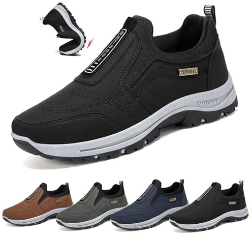 COITROZR Chaussures sans Lacets Chaussure Confort Homme Sneaker Homme Chaussures Confort Homme Chaussure Randonnée Homme Chaussures orthopédiques Chaussures légères pour Le Travail(Black,43 EU)