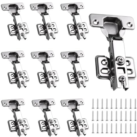 FYSL 10er Set Schrankscharniere mit SoftClose – Hydraulisch gedämpfte Topfscharniere ø35mm für Küchen- & Möbeltüren (inkl. 60 Schrauben)
