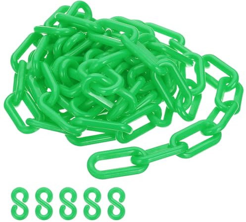 PATIKIL Cadena de plástico verde, 10pcs 8 mm Cadena de barrera de seguridad para control de multitudes, estacionamiento, cerca, puerta, concierto