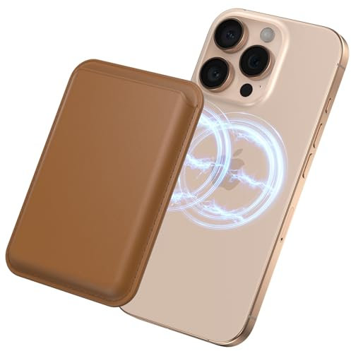 Zoye Magnetic Wallet, Compatible with MagSafe Wallet,Card Holder,for iPhone 16/15/14/13/12/11 Series, 3-Card Holder, Vegan Leather (Brown)