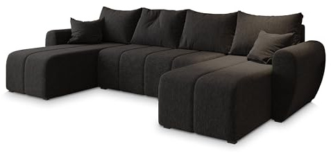 Masseno Ecksofa Madison U mit Schlaffunktion U-Form, Sofa mit Bettkasten, Wohnzimmersofa, Couch, Soffa, Bettsofa, Couchgarnitur- Grau, SAWANA 05
