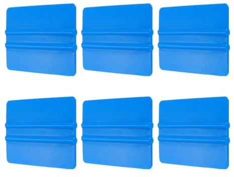 QUARKZMAN 6 Piezas de Espátula de Vinilo, Herramienta de Espátula para Envoltura de Vinilo, Raspador de Película de Vinilo para Coche de 4 Pulgadas, Espátula de Plástico, Azul, Rectangular