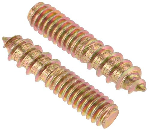TOP-VIGOR 20Pcs Hanger Bolts, 1/4-20x1-1/4 Double Headed Bolts Self Tapping Screw, Double Ended Dowel Screws, Threaded Lag Wood Screws and Machine Bolts for Wood Joint Furniture
