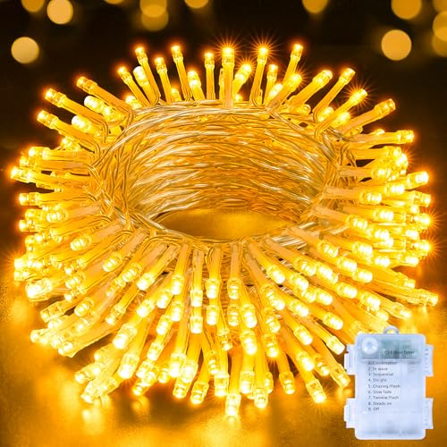 Hopexy Battery Fairy Lights, 15m 150 LEDs, Warm White, Timer, 8 Modes | Water-Resistant String Lighting for Bedrooms, Weddings, Gardens, Parties and Seasonal Indoor or Outdoor Decorations
