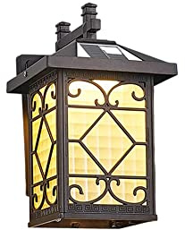 Lumo da Parete Solare per Esterni Lampade a Parete a LED in Stile Cinese, Lanterna da Parete in Lega di Alluminio con tonalità di Vetro Luce Solare a Parete da Giardino Impermeabile Esterno Fatta la