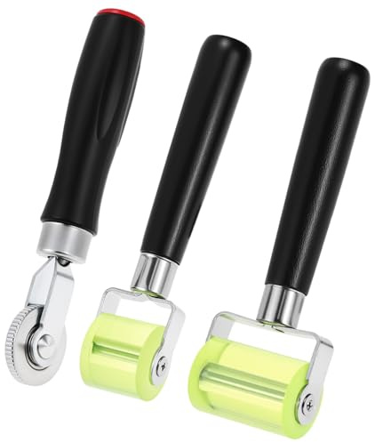 QWORK® 3 piezas juego de rodillos de presión, rodillo de silicona y rodillo de presión, rodillo de insonorización, para bandas de bordes y reparación de neumáticos