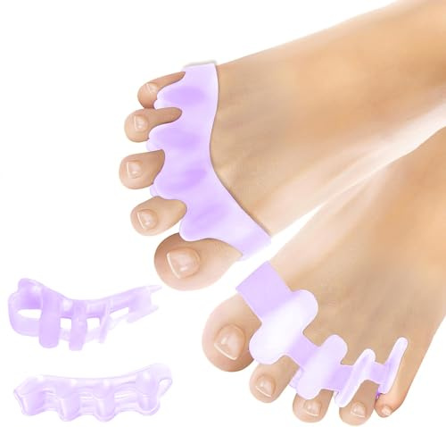4 Stück Zehenspreizer Silikon, Ballenzeh-Spreizer Waschbare, Hallux Valgus korrekte für Hammerzehen, Ballenzeh-Korrektor Wiederholbare, Geeignet für Männer und Frauen,Lila