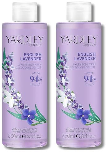 Lavender Body Wash 250 ml. – Enriched with Lavender, Geranium, Chamomile & Eucalyptus – With Nourishing Shea Butter, Borage Oil & Vitamin-Rich Rosehip Oil Pack of 2
