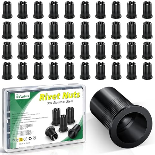 50 Stück Nietmuttern M8, Bolatus 304 Edelstahl Blindnietmutter, Runde Flachkopf Gewinde Nietmuttern für Metall, Glasfaser, Kunststoff, Rohre usw