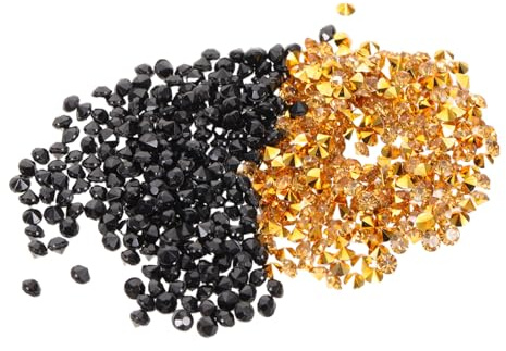 VILLFUL 2paquete Gemas Decorativos Acrílicos Gemas Brillantes Doradas y Negras Para Esparcir Mesa Decoraciones De Boda Relleno De Jarrones y Centros De Mesa Festivos