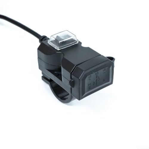 Motorcycle Dual USB Charger Adapter with Waterproof Rearview Mirror Mount, 12V-24V Power Supply Socket for Fast Charging Smartphones and GPS Devices(12-24V)