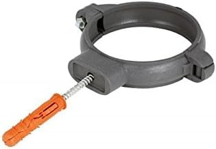 2 x 110mm Round Waste Pipe Clamp, Grey Plastic, with Mounting Screw, 11cm Width