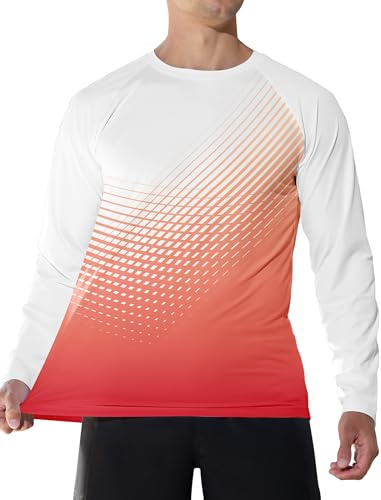 veepro Men’s UV Protection Long Sleeve T-Shirt Top Breathable Running Sport Gym Shirt Quick Dry Lightweight Rash Guard Shirts for Swimming, Hiking, Walking, Fishing
