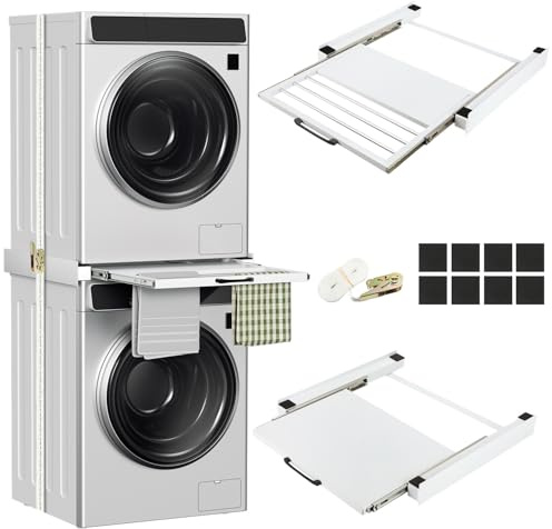 Hebitod Cadre de connexion universel pour machine à laver et sèche-linge - Cadre intermédiaire - Kit empilable pour machine à laver et sèche-linge avec porte-serviettes