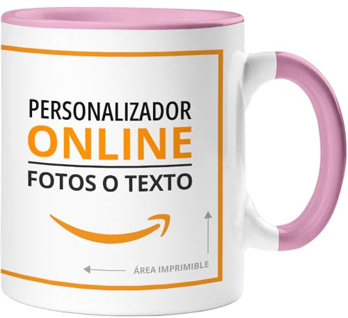 360 Onlineprint Taza Personalizada | Material: Cerámica | Modelo: Taza con Interior y Asa Colorida | Ideal para Regalo Personalizado o uso Empresarial | Color: Rosa claro | Capacidad: 325 ml