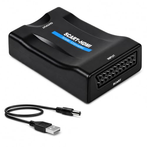 HDMI Vers Scart Adaptateur,Convertisseur HDMI Vers Peritel Adaptateur | Péritel Vers HDMI Avec Câble USB 720p/1080p,Pour TV DVD Moniteur Projecteur Stb Vhs Vcr Ps1 Ps2 Ps3 Xbox Player,Plug and Play