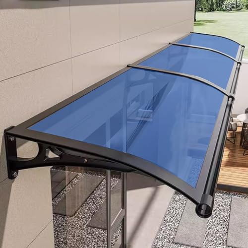 Polykarbonat dörrmarkis exteriör sol- och regnskydd baldakin UV-beständig markis med aluminiumfäste för ingångar och fönster - C-80 x 300 cm/32 x 118 tum