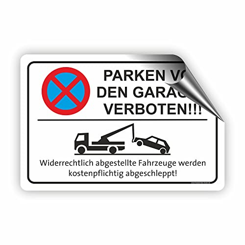 Fassbender-Druck SCHILDER - PARKEN VOR DEN GARAGEN VERBOTEN - Parken verboten Schild - Schild zum Markieren vom absoluten Parkverbot/Privatgrundstück oder für einen Parkplatz (30x20cm Aufkleber)