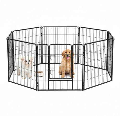 AQPET Recinto Modulare 80x80 cm per Cani, Gatti, Conigli e Roditori - 8 Pannelli Resistenti per Interno ed Esterno, Sicuro e Facile da Montare, Ideale per Casa e Giardino