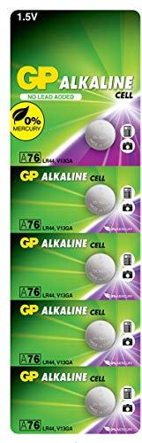 GP Extra LR44 Knopfzelle Alkaline, 5 Stück Batterien LR44 (kompatibel mit V13GA, AG13, A76, L1154f), 1,5V, quecksilberfrei (Original Blisterverpackung, einzeln entnehmbar)