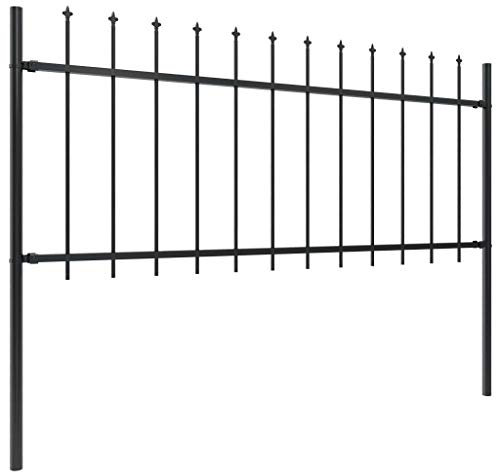 Festnight Clôture de Jardin avec Dessus en Lance Portail entrée Grille de Protection en Acier 17 x 0,8 m Noir