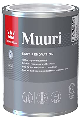 TIKKURILA Muuri Fireplace Paint – Heat Resistant Water-Based Paint for Fireplaces, Firewalls & Stoves – Withstands up to 180°C