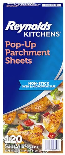Reynolds Kitchens Pop-Up Parchment Paper Sheets, 10.7x13.6 Inch, 120 Sheets