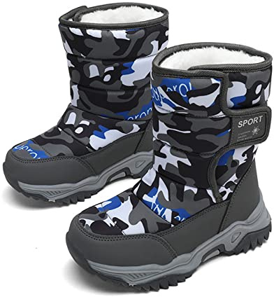 Xinghuanhua Stivali Neve Bambini Stivaletti Ragazze Ragazzi Doposci Scarponcini Imbottiti di Pelo Scarpe Invernali Comodi Caldi e Antiscivolo Impermeabile Stivali