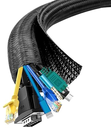 shinfly 13mm-3m Kabelschlauch Selbstschließend Schwarz, Kabelmanagement, Flexibler Kabelkanal für TV und Computer, Versteckten Kabelschutz und Kabelverwaltung