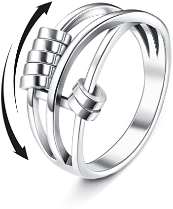 Magitaco Rostfritt stål spinner ringar fidget band ringar måne stjärna blomma fjäril ångestringar för kvinnor män, metall, rostfritt stål