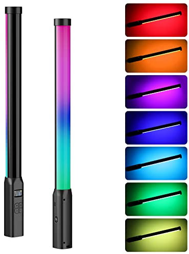 ULANZI VL119 Handheld Light Wand, 360° RGB LED for Photography, 3300mAh Rechargeable Tube for Video Recording, 2500-9000K Dimmable Camera Light with LCD