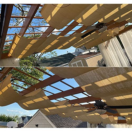 Kit Completo di Copertura Parasole A Baldacchino per Tende da Sole A Pergola Retrattile, Tenda A Vela Wave Shade per Terrazza A Traliccio per Pergola in Legno
