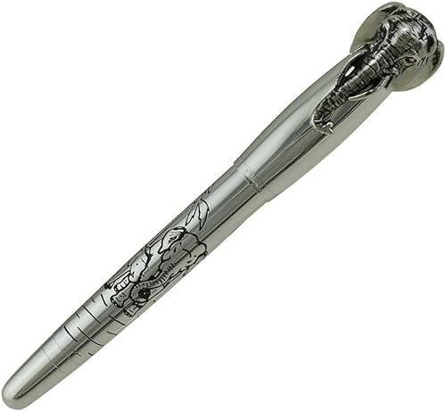 KIANSLA Füller Fuliwen Silberner Elefant-Füllfederhalter, Kalligrafie-Stift im klassischen Design, Business-Stift mit mittlerer Spitze und Tintennachfüllkonverter