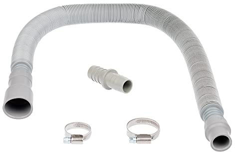 Invero Universal 2M Drain Hose Extension Kit for Washing Machines & Dishwashers - 19mm / 28mm Fitting - Extends from 60cm to 210cm - Includes Clamps & Jointer
