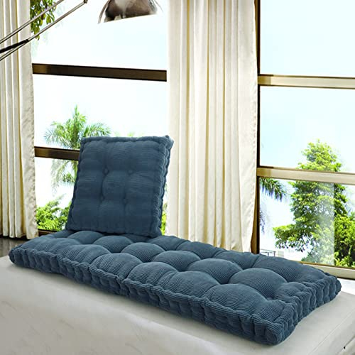 BODHIS Fenster-Sitzkissen für Innen- und Terrassen, weiche Schaukelstuhl-Auflage, bequemes, getuftetes Bodenkissen zum Sitzen auf dem Boden (blau, 60 x 155 cm)