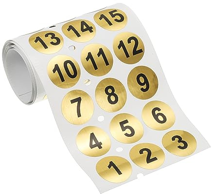 PATIKIL 1 bis 99 Nummer Aufkleber 0,8 PVC Selbstklebend Golden | PVC Selbstklebend Nummeriert Etikett für Bar Party Bechermarker Büro Lagerung Organisieren