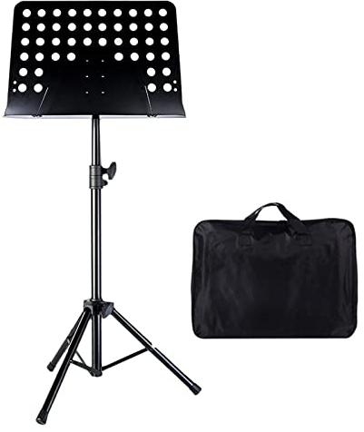 HJXGQJM Notenständer Metall Notenpult Faltbarer Notenhalter Stabiler Musik Stativ Mit Tragetasche Schwarz, for Instrumentales Spielen, Schlagzeug, Keyboard, Bücherregal, Notenpult Notenständer