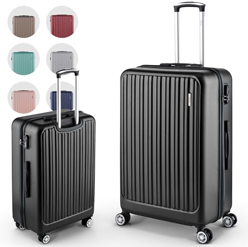 Easy Move ABS Hartschalenkoffer - Ergonomisch & Sicher - Großer Trolley Koffer mit 360° Rädern, Zahlen Schloss - Rollkoffer, Reisekoffer Groß (Schwarz, 74cm)