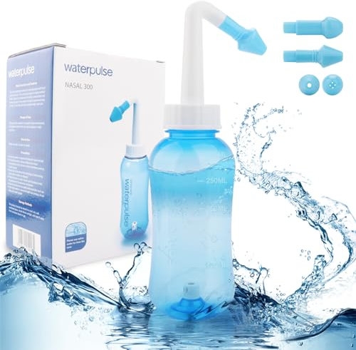 Miruchertter Flacon de lavage nasal Neti Pot Sinus 300 ml pour une irrigation nasale efficace, idéal pour adultes et enfants, sans BPA, bleu