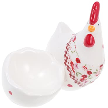 Healeved Porte-œufs en Céramique Motif Floral De Poussin, Plateau à Œufs Individuel, Mini Décor Adorable pour Petit-déjeuner Et Rangement Pratique