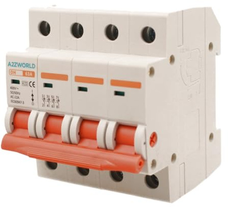 Disjoncteur 40A 63A 100A 125A, 4P 415VAC, montage sur rail DIN, occupe 4 modules (63A)