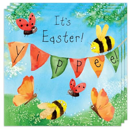 Twizler Osterkarten 3 Stück – Bienen & Marienkäfer Design – Süße Osterkarten Multipack – 3er-Pack Osterkarten – Frohe Ostern Karten