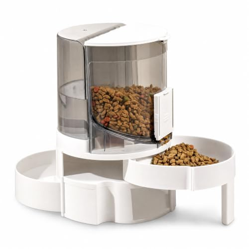 Automatic Cat Feeder, 2 in 1 Pet Feeder and Water Dispenser, Cat Food Dispenser Automatic Dog Feeder, Large Capacity Dispenser for Medium Dogs, Cats (Grey)