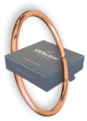 USTeckno Bracelet en cuivre 100% pur forgé à la main. Fabriqué avec du cuivre massif de haute qualité et des bienfaits pour la santé. Améliorez votre bien-être avec style…, One size, Cuivre