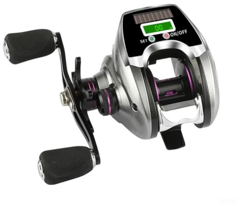 Elektrische Baitcast-Rolle mit digitaler Anzeige, mit USB und Solar-Dual-Lade-Angelrollen (linke Hand, schwarz)