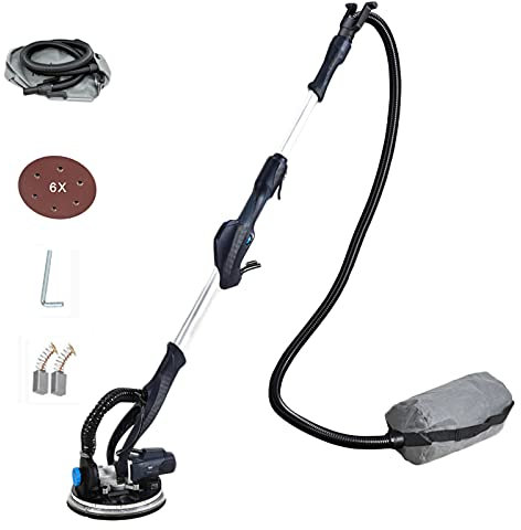 CASEGO Ponceuse pour cloisons sèches, Ponceuse de Plafond avec aspirateur Automatique, Vitesse Variable de 600 à 1800 TR/Min, lumière LED